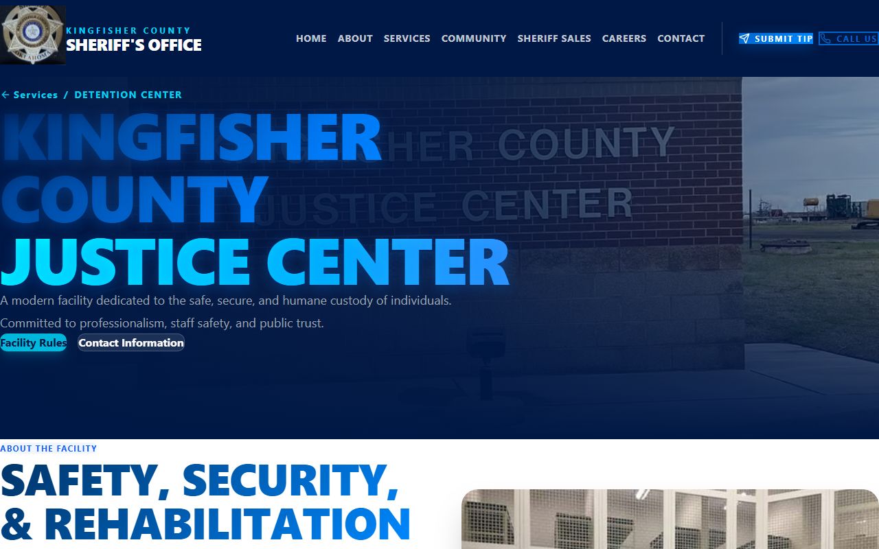 Official detention page for the Kingfisher County Justice Center
